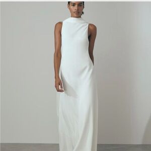Reiss White High-Neck Sleeveless Maxi Dress